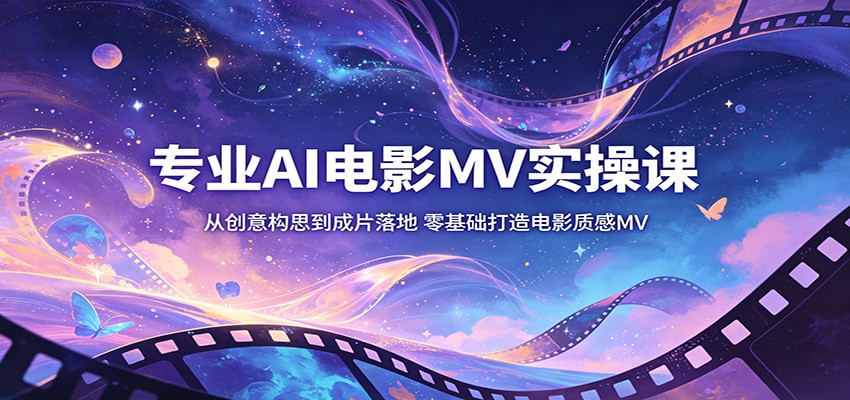 专业AI电影MV实操课:从创意构思到成片落地,零基础打造电影质感MV-研习库