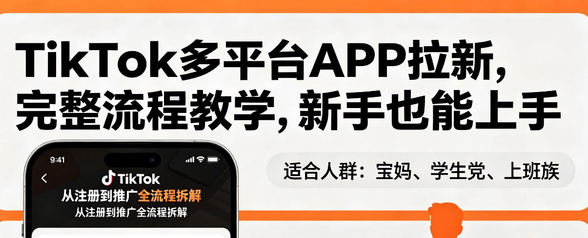 TikTok多平台APP拉新,完整流程教学,新手也能上手,轻松出海搞美金-研习库