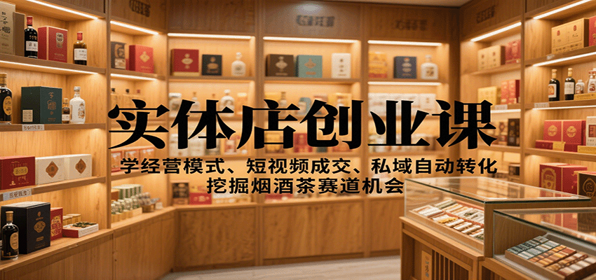 实体店创业课:学经营模式、短视频成交、私域自动转化,挖掘烟酒茶赛道机会-研习库