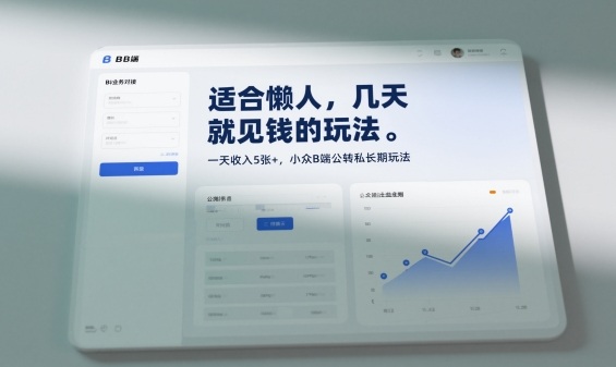 适合懒人，几天就见钱的玩法，一天收入5张+，小众B端公转私长期玩法-研习库