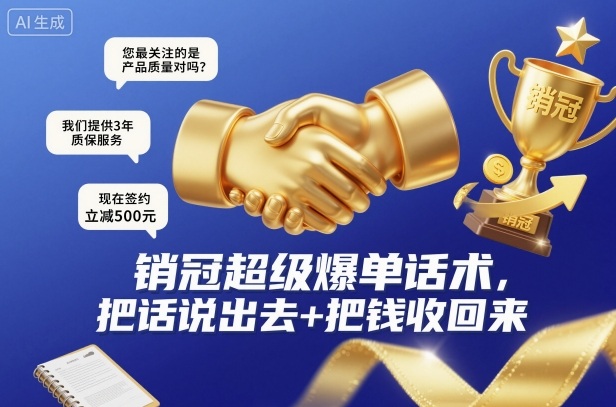 销冠超级爆单话术，把话说出去+把钱收回来-研习库