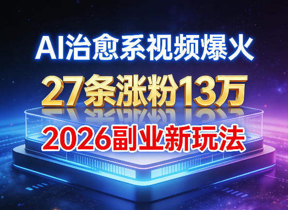 AI治愈系视频爆火,27条涨粉13W,2026新手副业新玩法-研习库