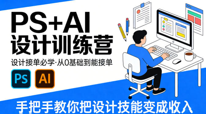 设计接单必学，PS+AI设计训练营，从0基础到能接单，手把手教你把设计技能变成收入-研习库