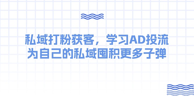 (10728期)某收费课:私域打粉获客,学习AD投流,为自己的私域囤积更多子弹-研习库