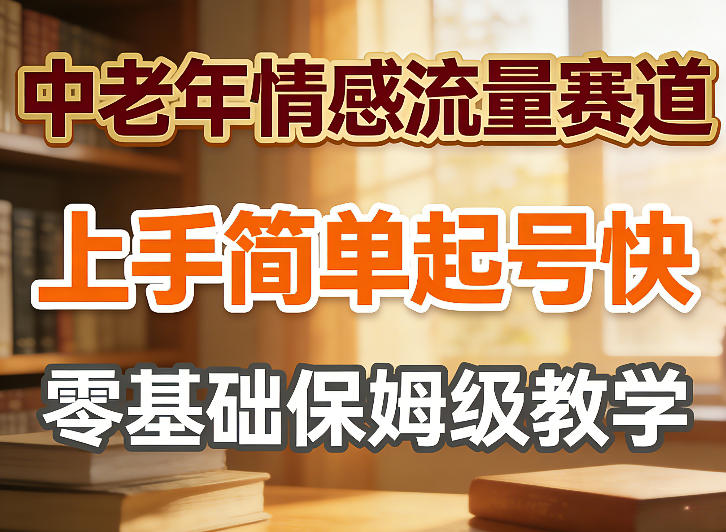 中老年情感流量赛道，上手简单起号快，零基础保姆级教学-研习库