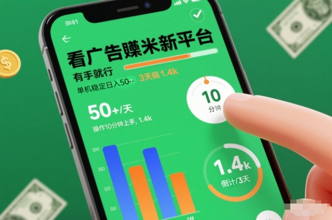 看广告賺米新平台,有手就行,单机稳定日入50+,操作10分钟上手,3天搞了1.4k【揭秘】-研习库