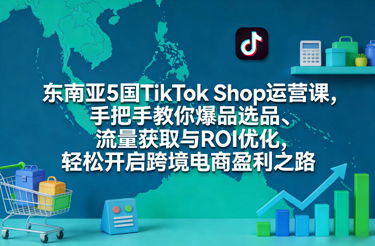 东南亚5国TikTok Shop运营课，手把手教你爆品选品、流量获取与ROI优化，轻松开启跨境电商盈利之路-研习库