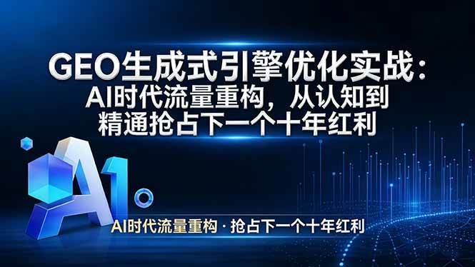 （17708期）GEO 生成式引擎优化实战：AI时代流量重构，从认知到精通抢占下一个十年红利-研习库