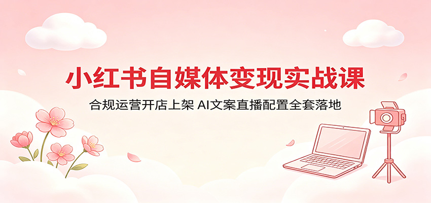 小红书自媒体变现实战课:合规运营开店上架,AI文案直播配置全套落地-研习库