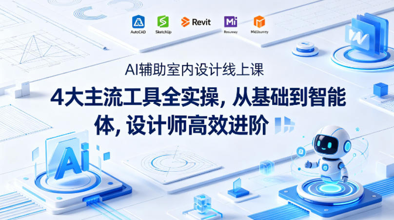AI辅助室内设计线上课｜4大主流工具全实操，从基础到智能体，设计师高效进阶-研习库