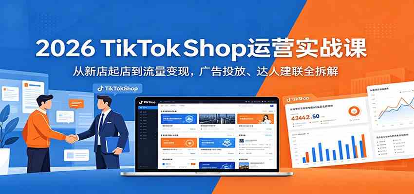 2026 TikTokShop运营实战课：从新店起店到流量变现，广告投放、达人建联全拆解-研习库
