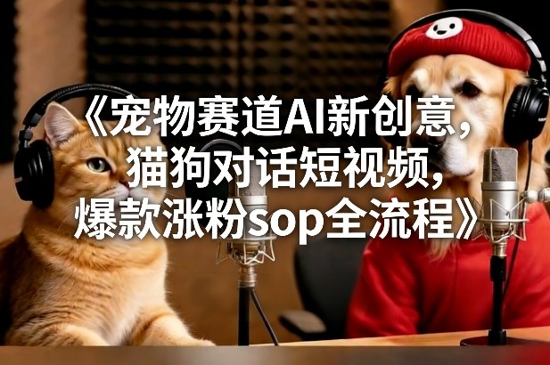 宠物赛道AI新创意，猫狗对话短视频，爆款涨粉sop全流程-研习库