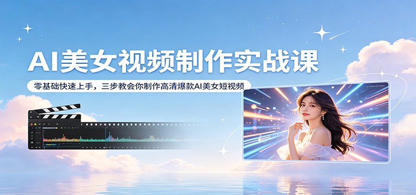 AI美女视频制作实战课：零基础快速上手，三步教会你制作高清爆款AI美女短视频-研习库