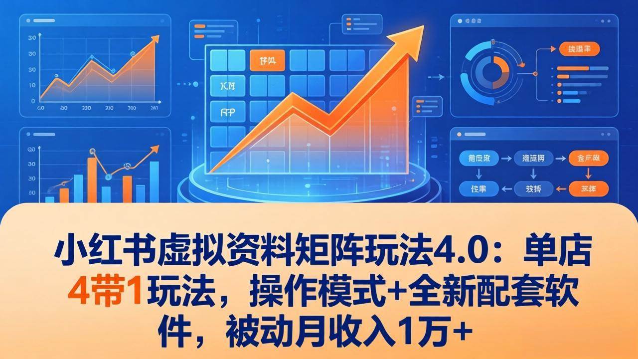 (17730期)小红书虚拟资料矩阵玩法4.0:单店4带1玩法,操作模式+全新配套软件,被动月收入1万+-研习库