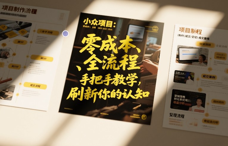小众项目:零成本、全流程(制作-成交-变现)手把手教学,刷新你的认知-研习库