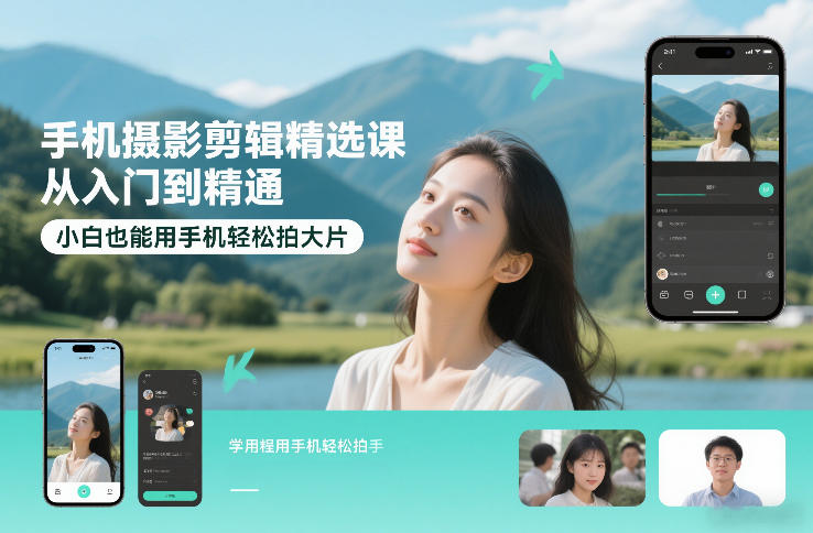 手机摄影剪辑精选课，从入门到精通，小白也能用手机轻松拍大片-研习库