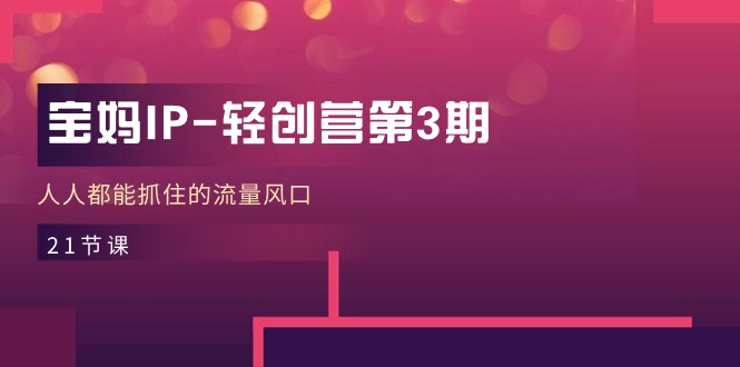 （11042期）宝妈IP-轻创营第3期，人人都能抓住的流量风口（21节课）-研习库