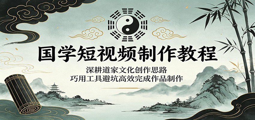 国学短视频制作教程：深耕道家文化创作思路，巧用工具避坑高效完成作品制作-研习库