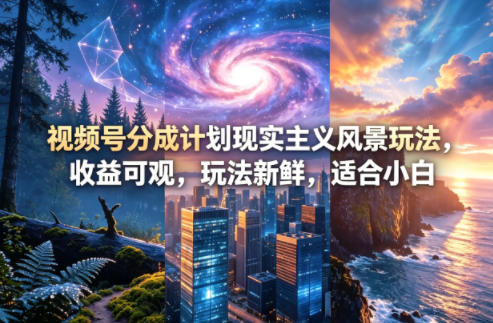 视频号分成计划现实主义风景玩法，收益可观，玩法新鲜，适合小白-研习库