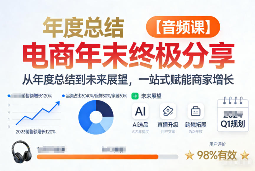 电商年未终极分享，从年度总结到未来展望，一站式赋能商家增长【音频课】-研习库