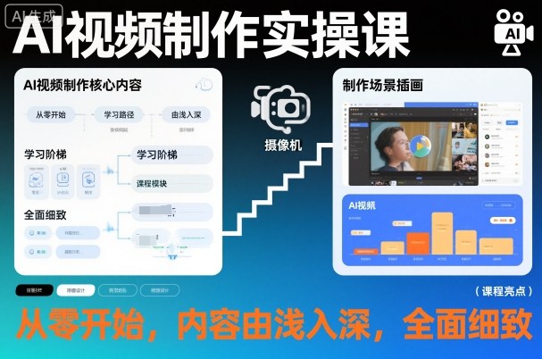 AI视频制作实操课,从零开始,内容由浅入深,全面细致-研习库