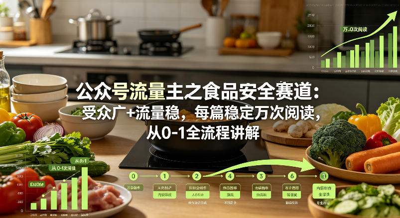 公众号流量主之食品安全赛道，受众广+流量稳，每篇作品稳定万次阅读，从0-1全流程讲解-研习库