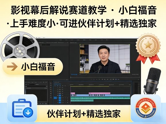 某大佬的影视幕后解说赛道教学，小白福音，上手难度小，可进伙伴计划+精选独家-研习库