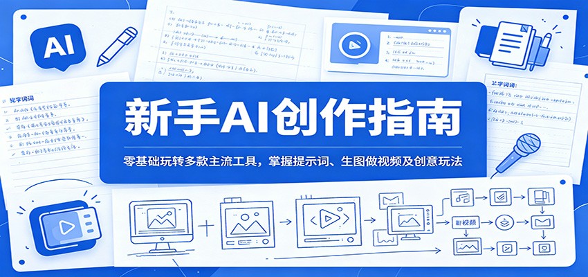 新手AI创作指南:零基础玩转多款主流工具,掌握提示词、生图做视频及创意玩法-研习库