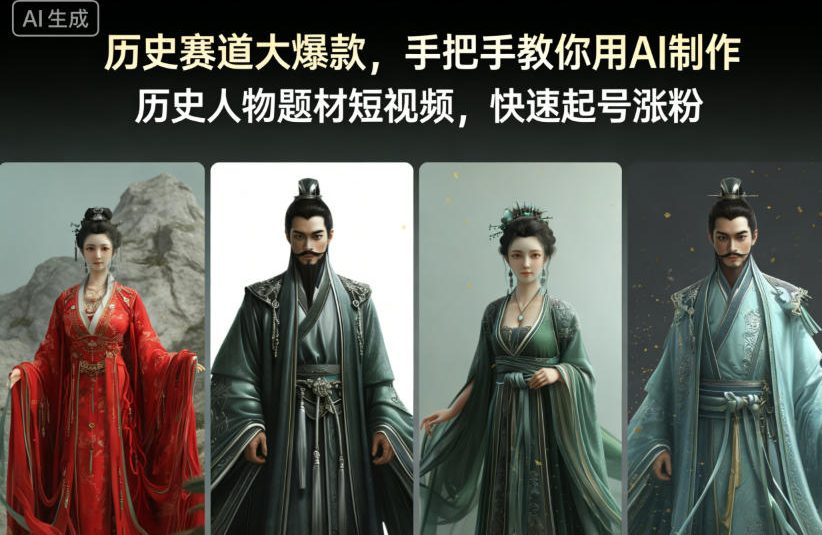 历史赛道大爆款,手把手教你用AI制作历史人物题材短视频,快速起号涨粉-研习库