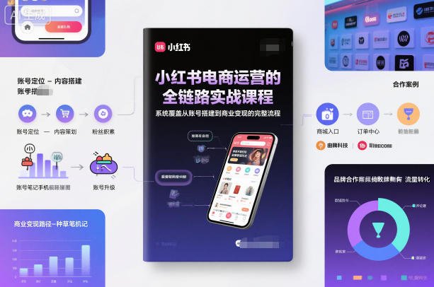 小红书电商运营的全链路实战课程,系统覆盖从账号搭建到商业变现的完整流程-研习库