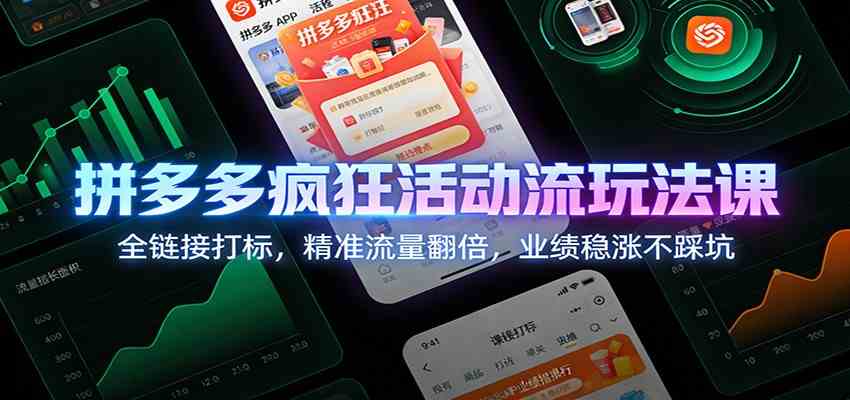 拼多多疯狂活动流玩法课：全链接打标，精准流量翻倍，业绩稳涨不踩坑-研习库