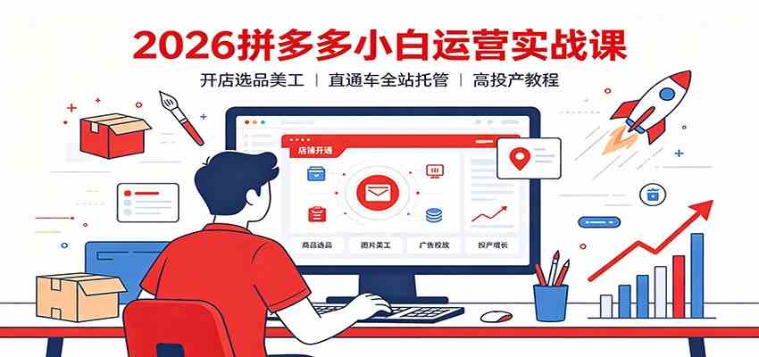 2026拼多多小白运营实战课：开店选品美工，直通车全站托管高投产教程-研习库