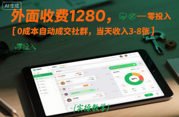 外面收费1280,0成本自动成交社群,当天收入3-8张【实操教学】-研习库