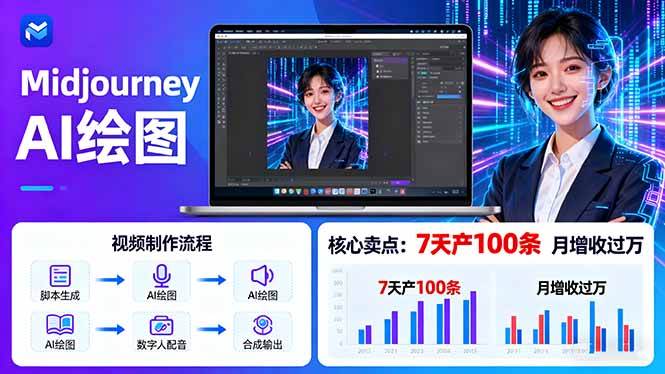 （16049期）AI绘图照片开口说话视频制作：Midjourney+数字人，7天产100条月增收过万-研习库