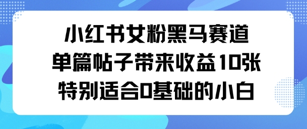 小红书女粉黑马赛道单篇帖子带来收益10张特别适合0基础的小白-研习库