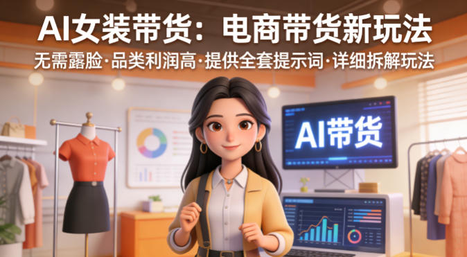 AI女装带货,电商带货新玩法,无需露脸,品类利润高,提供全套提示词,详细拆解玩法-研习库