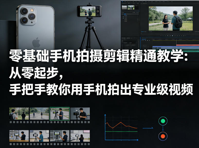 零基础手机拍摄剪辑精通教学：从零起步，手把手教你用手机拍出专业级视频-研习库