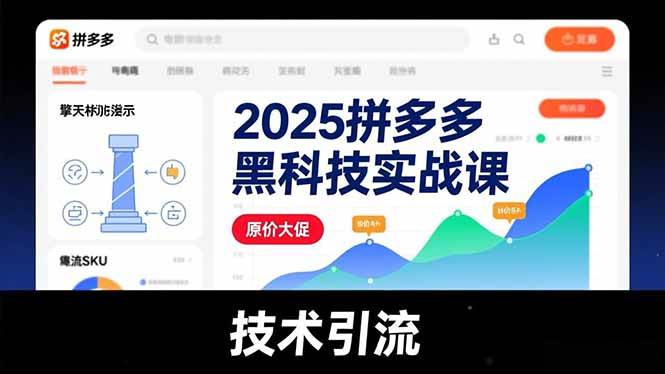 （16977期）2025拼多多黑科技实战课，擎天柱玩法、爆流SKU、原价大促，技术引流，单店日销轻松破千单-研习库