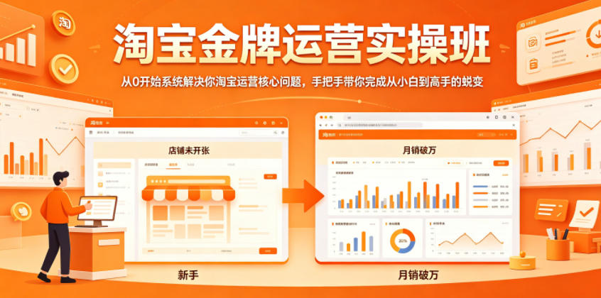 淘宝金牌运营实操班，从0开始系统解决你淘宝运营核心问题，手把手带你完成从小白到高手的蜕变-研习库