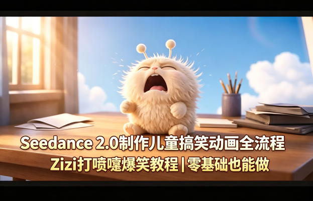 Seedance 2.0制作儿童搞笑动画全流程Zizi打喷嚏爆笑教程｜零基础也能做-研习库