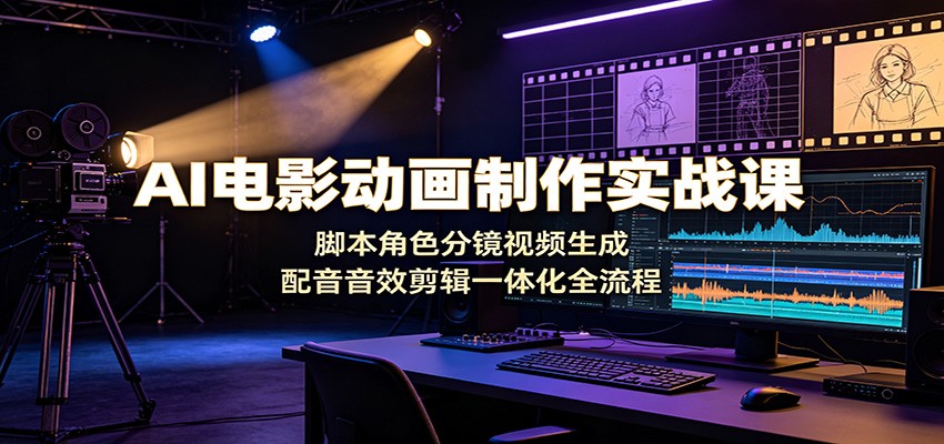 AI电影动画制作实战课:脚本角色分镜视频生成,配音音效剪辑一体化全流程-研习库