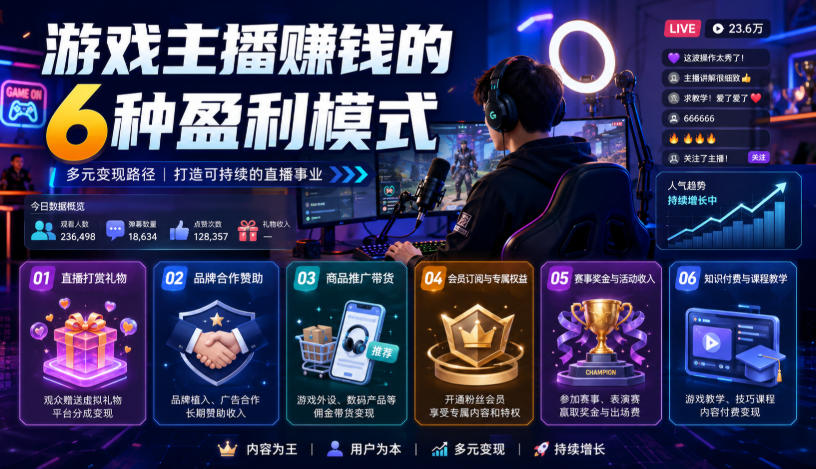 付费文章:游戏主播賺钱的6种盈利模式-研习库