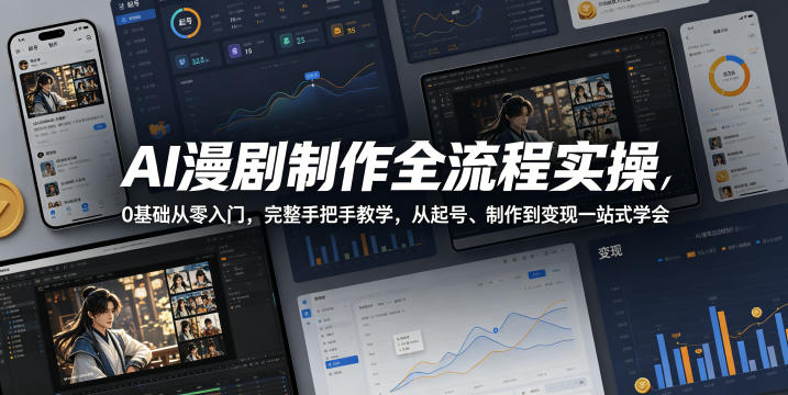 AI漫剧制作全流程实操，0基础从零入门，完整手把手教学，从起号、制作到变现一站式学会-研习库