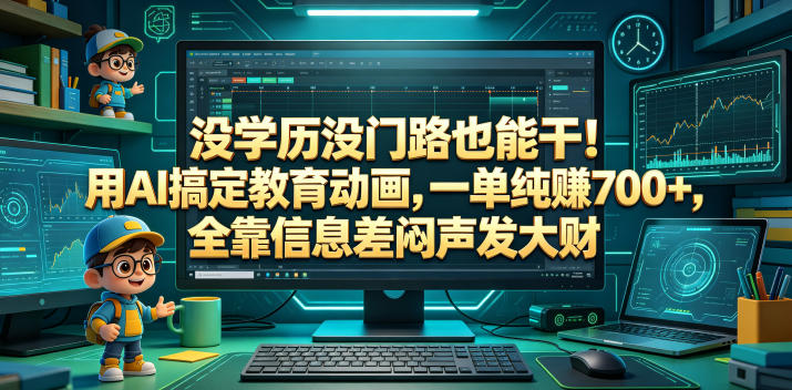 没学历没门路也能干！用AI搞定教育动画，一单纯賺700+，全靠信息差闷声发大财【揭秘】-研习库