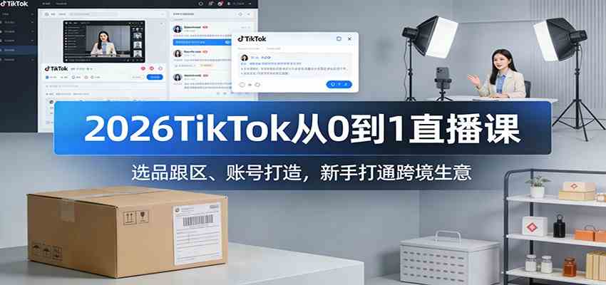 2026TikTok从0到1直播课：选品跟区、账号打造，新手打通跨境生意-研习库
