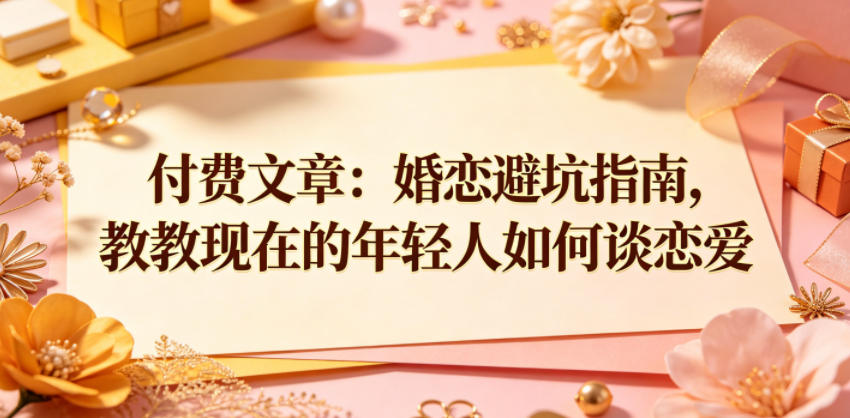 付费文章：婚恋避坑指南，教教现在的年轻人如何谈恋爱-研习库