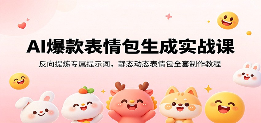 AI爆款表情包生成实战课:反向提炼专属提示词,静态动态表情包全套制作教程-研习库