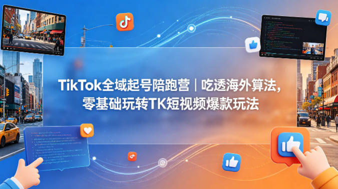 TikTok全域起号陪跑营｜吃透海外算法，零基础玩转TK短视频爆款玩法-研习库