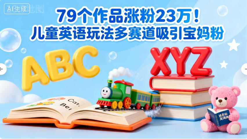 79个作品涨粉23w!儿童英语玩法多赛道吸引宝妈粉-研习库