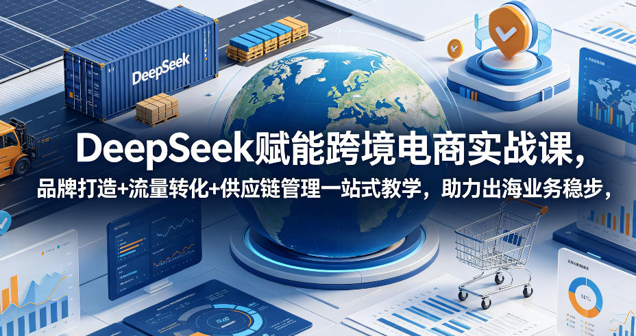 DeepSeek赋能跨境电商实战课,品牌打造+流量转化+供应链管理一站式教学,助力出海业务稳步发展-研习库